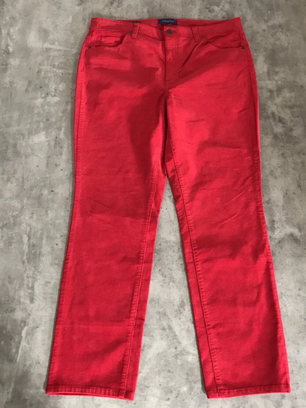 Talbots Corduroy Pants Womens 12P Petite High Waist Straight Leg Red Holiday